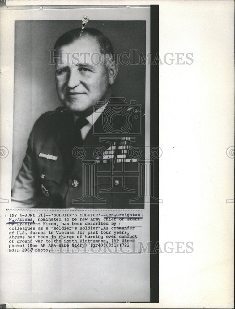 1967 Press Photo Creighton Abrams Army chief Nixon Soldier Vietnam America - Historic Images