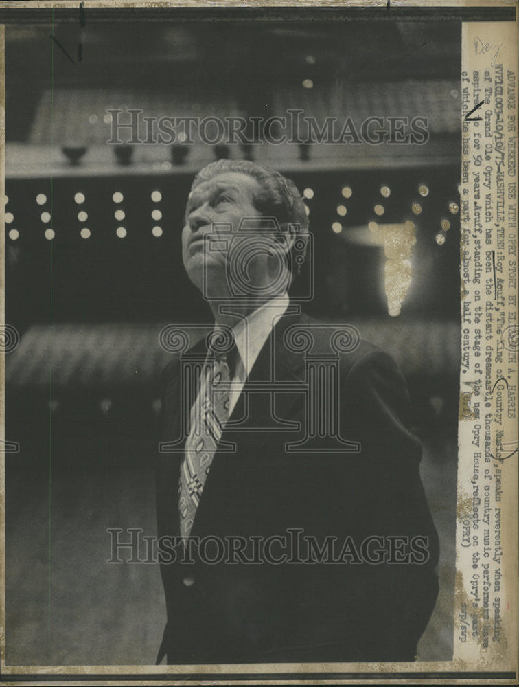 1975 Press Photo Roy Acuff King County Music Grand Ole Opry House Nashville Tenn - Historic Images