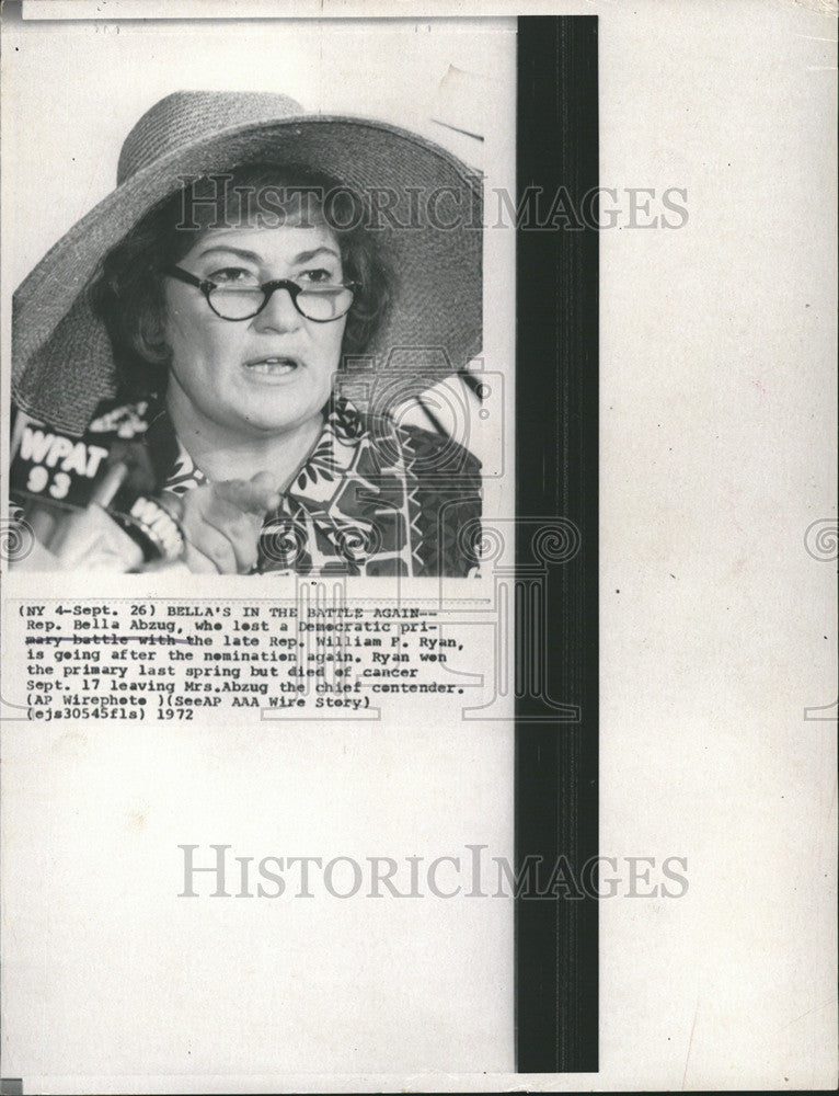 1972 Press Photo Rep Bella Abzug American Democratic Party Member Chicago - Historic Images