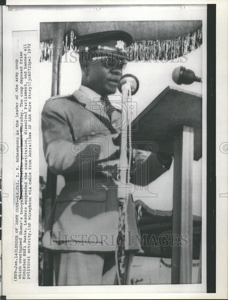 1972 Press Photo Acheampong Leader Army Coup Ghana Civil Government Kofi Busia - Historic Images