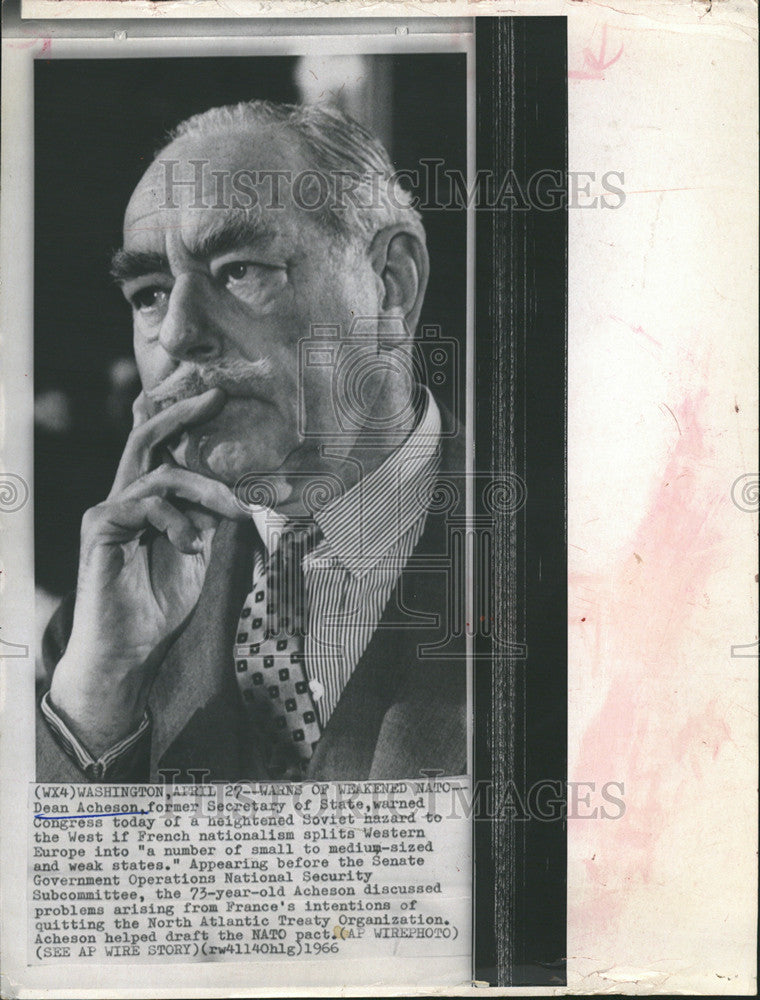 1966 Press Photo Former Secretary Of State Dean Acheson Warns Of Soviet Threat - Historic Images