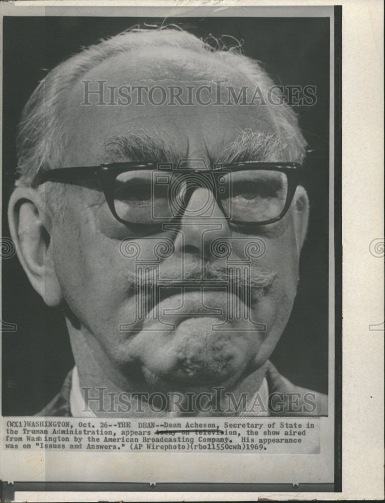 1969 Press Photo American Broadcasting Company Dean Acheson Administration State - Historic Images