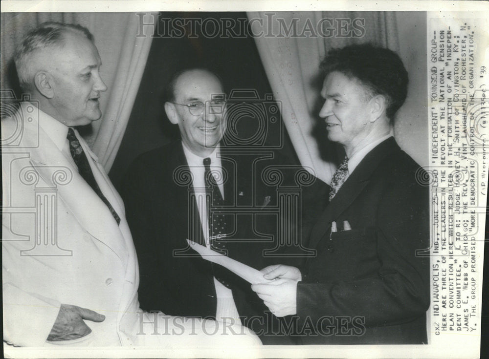 1939 Press Photo Leader  Revolt Pension Plan Result Form Independent Committee - Historic Images