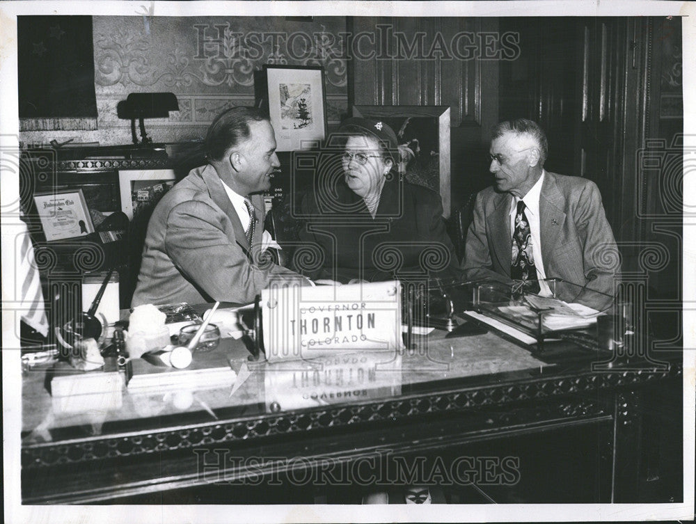 1952 Press Photo Governor Thornton reunion parents Mr Mrs Thornton Slaton Colora - Historic Images