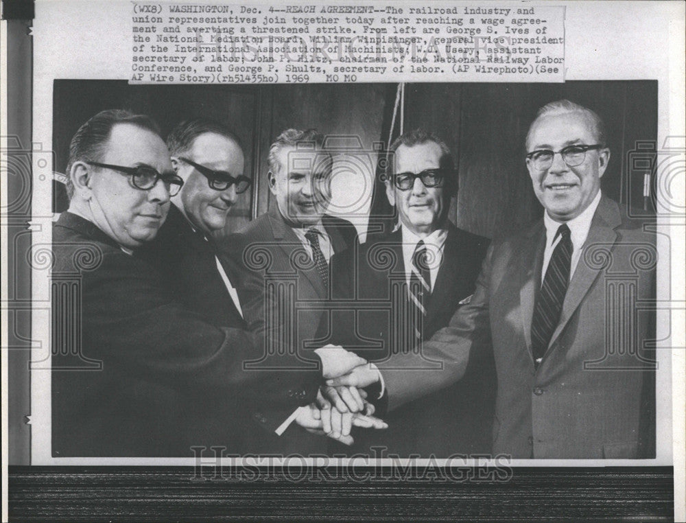 1969 Press Photo Railroad Industry Strike John Hiltz Chairman William George - Historic Images