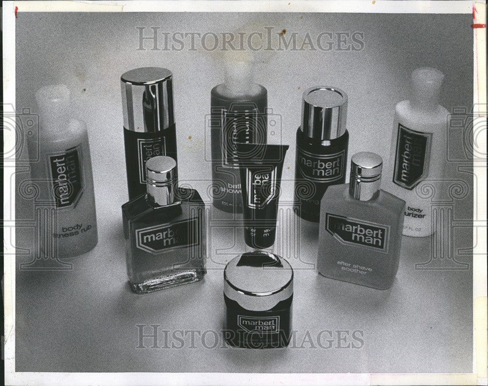 1981 Press Photo Marbet Man different line of cosmetics for men. - Historic Images