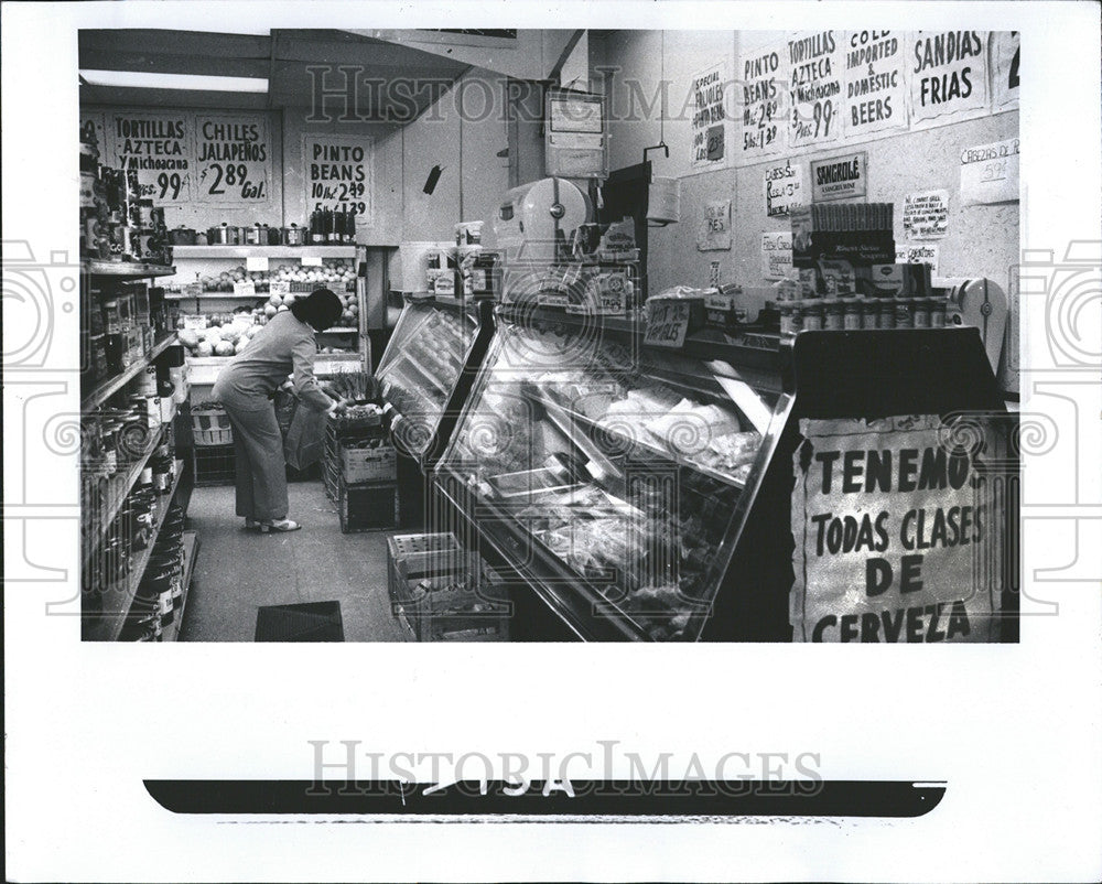 1977 Press Photo DETROIT LA PALOMA MARKET MEXICAN GROCERIES - Historic Images