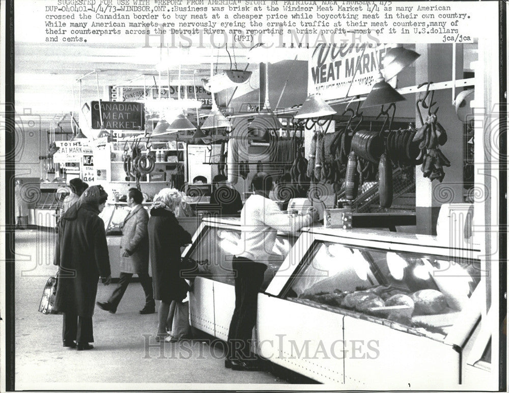 1973 Press Photo Boycott Sent Brisk Business at the Windsor Meat Market - Historic Images