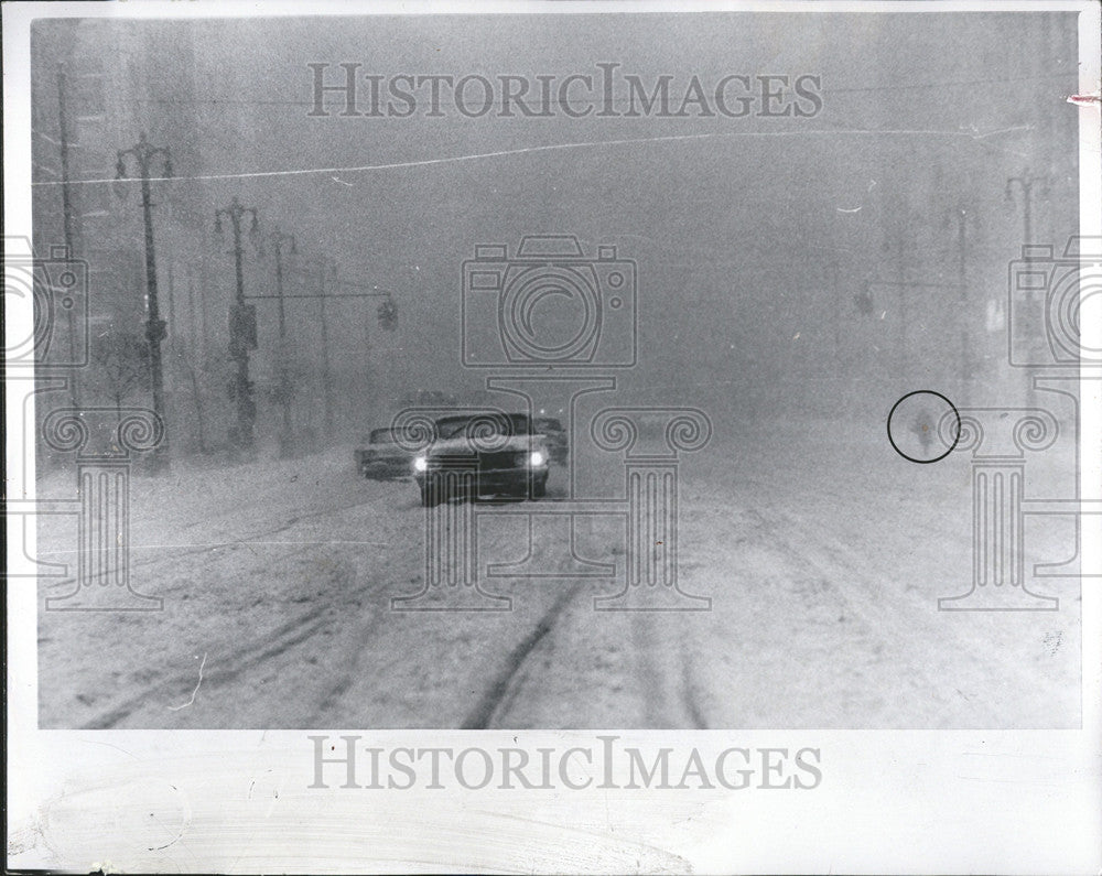 1965 Press Photo Winter Storm Grand Circus Park Woodward - Historic Images