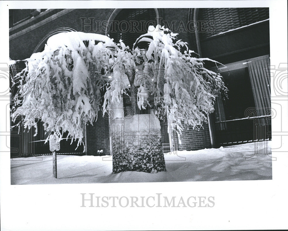 1974 Press Photo Snowstorm Snow-art Detroit Michigan - Historic Images