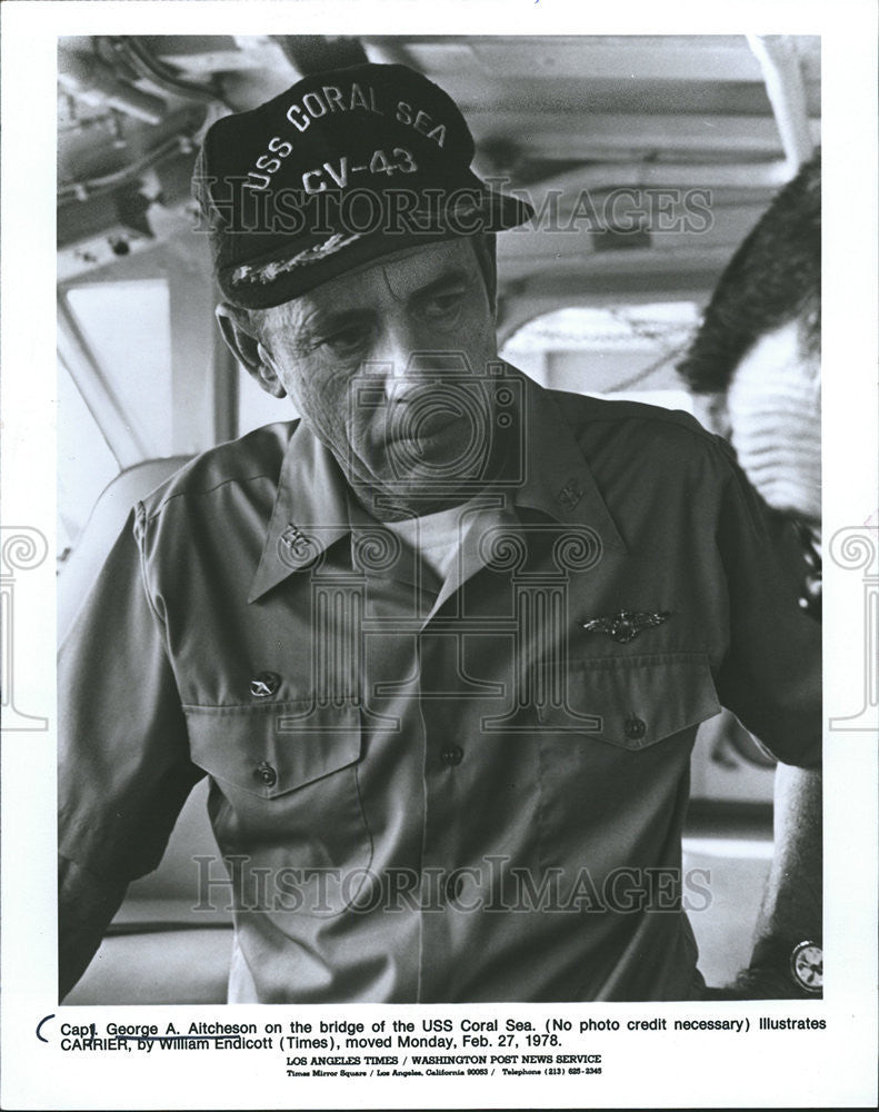 1978 Press Photo George Altcheson William Endicott USS Coral Sea - Historic Images