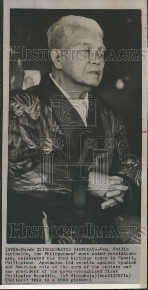 1960 Press Photo Emilio Aguinaldo Philippines Kuwait Spanish - Historic Images