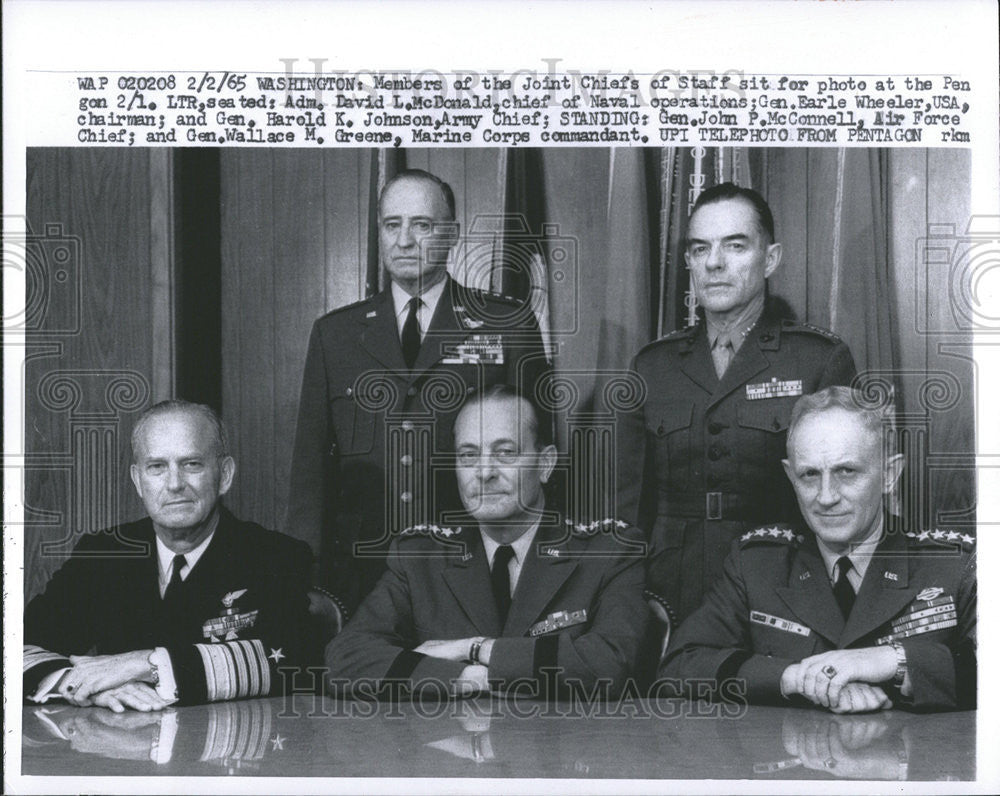 1965 Press Photo Members Of The Joint Chiefs Of Staff - Historic Images