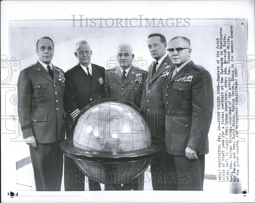 1960 Press Photo Washington  Joint  Chief  Arleigh Burke Nathan Twining - Historic Images