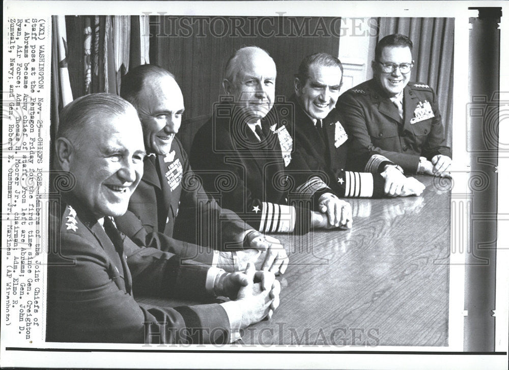 1972 Press Photo Joint Chiefs Staff Abrams Ryan Moore Zumwalt Cushman - Historic Images