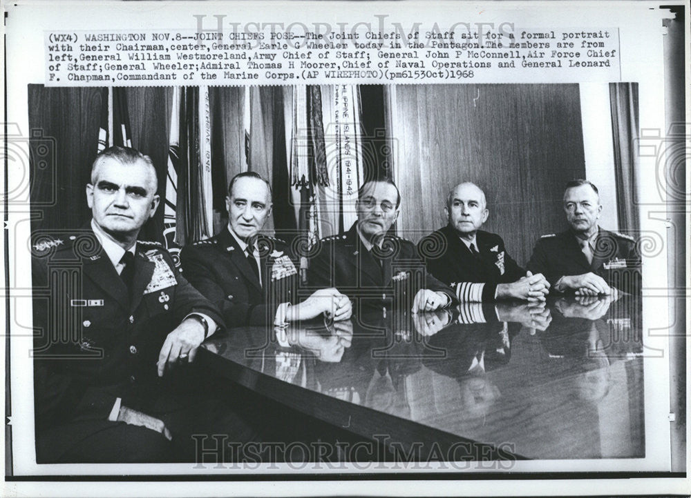 1968 Press Photo Joint Chiefs Of Staff Pose - Historic Images