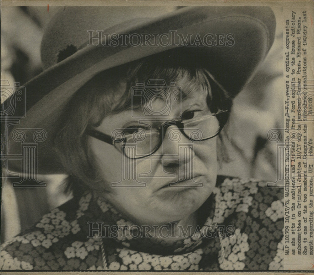 1974 Press Photo Bella Absug Washington House Judiciary Criminal Justice - Historic Images