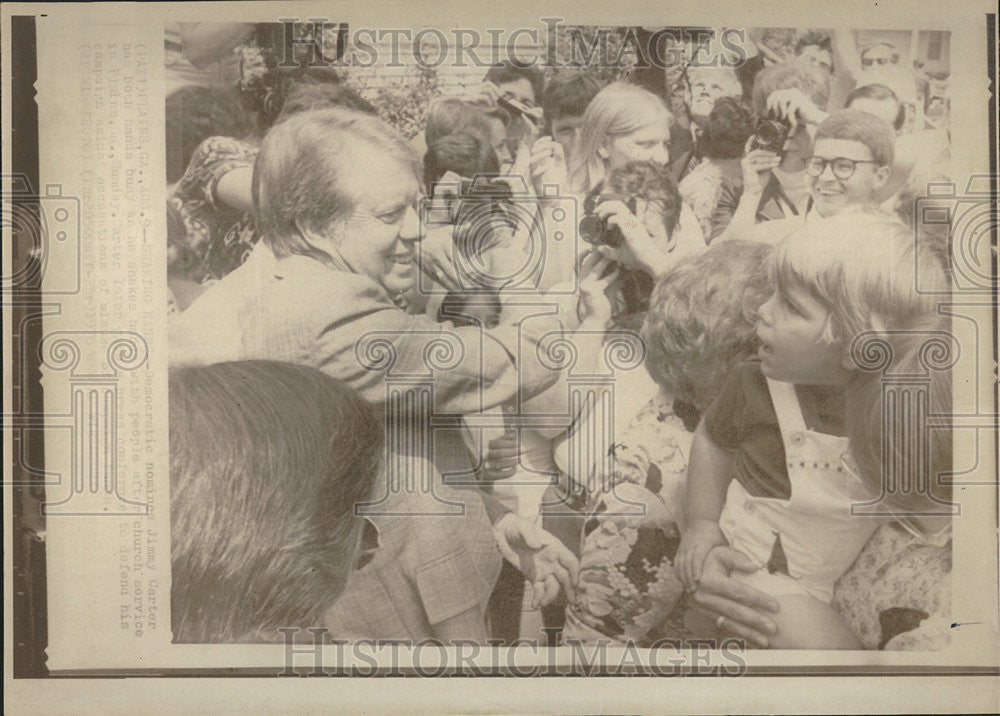 1976 Press Photo President Jimmy Carter Church Service Georgia - Historic Images