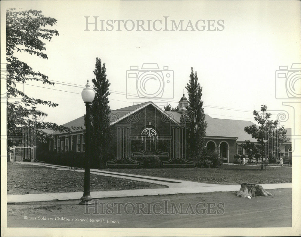 1936 Press Photo School Building Illinois Soldiers Children Normal - Historic Images