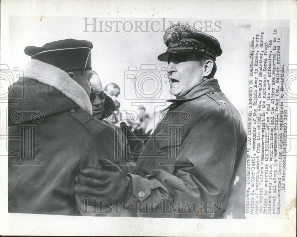 1950 Press Photo Gen Walton Walker Mac Arthur Douglas Tokyo Army Korea - Historic Images