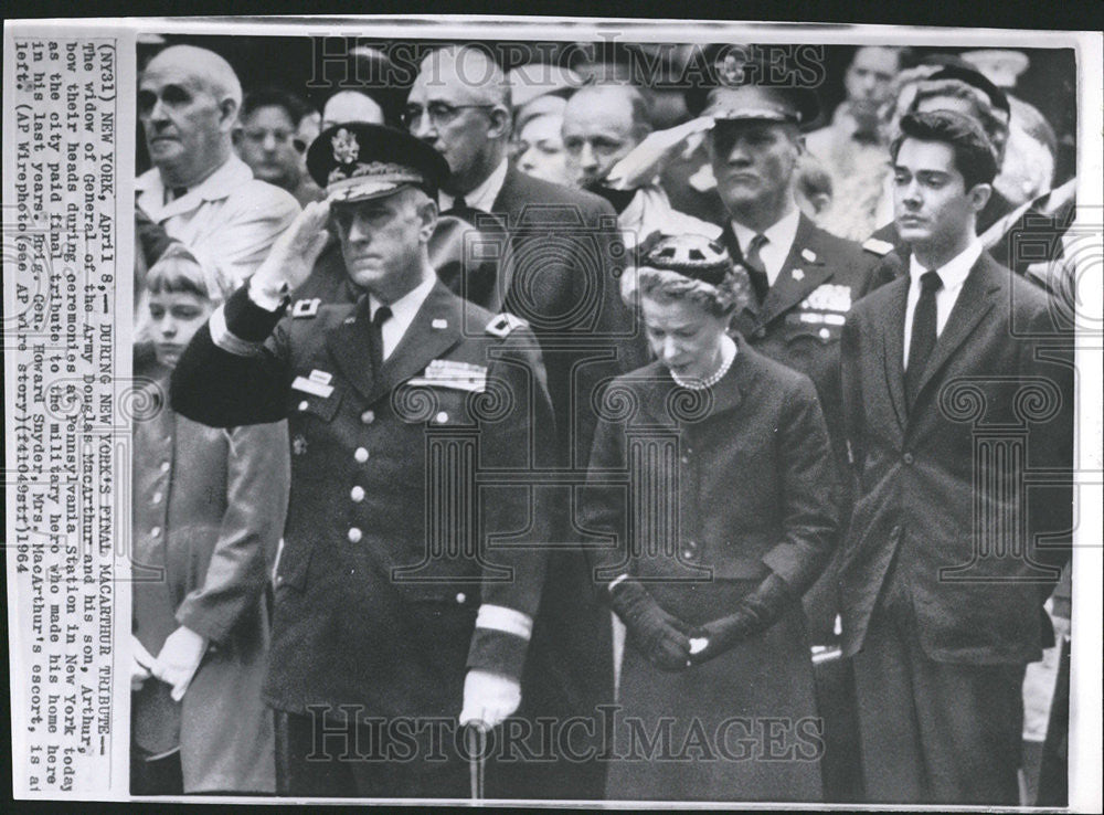 1964 Press Photo NY MacArthur General Army Douglas Son Ceremonies Pennsylvania - Historic Images