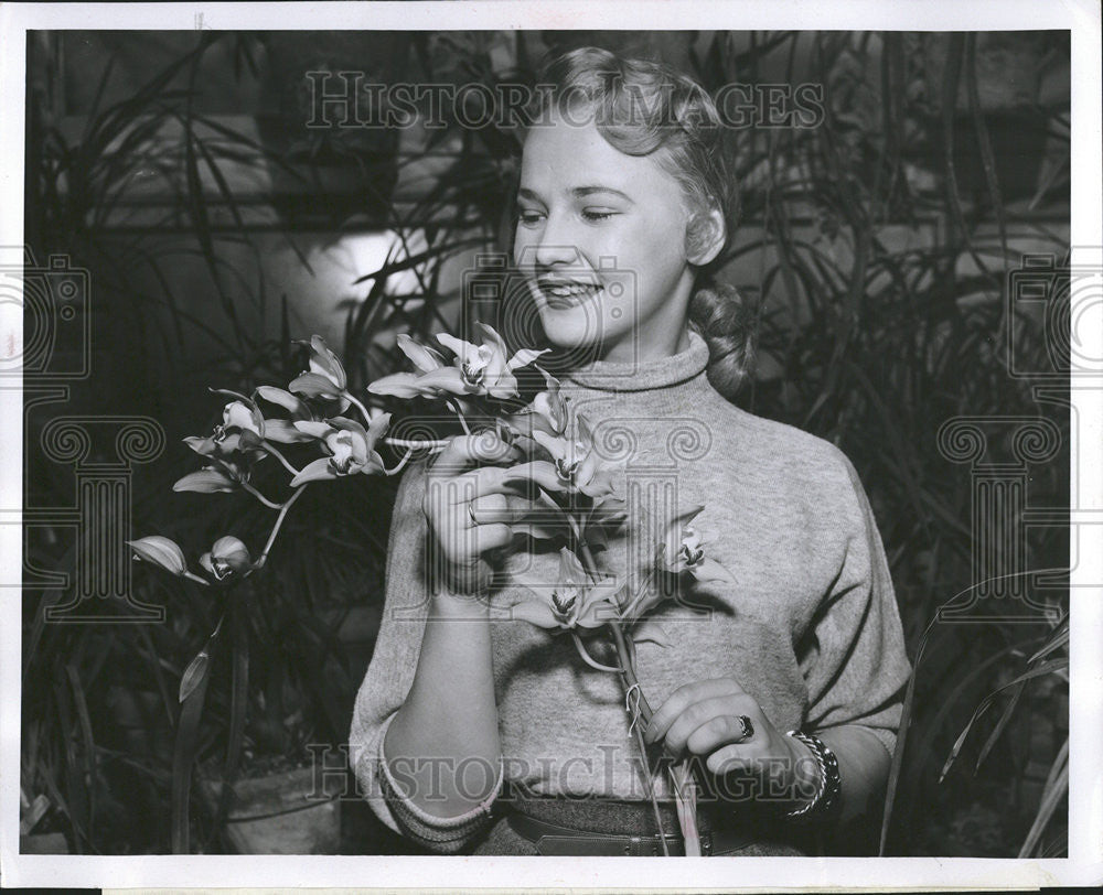 1942 Press Photo Chrysler Garden Connie Orchid Flower Artificial James Mccandles - Historic Images