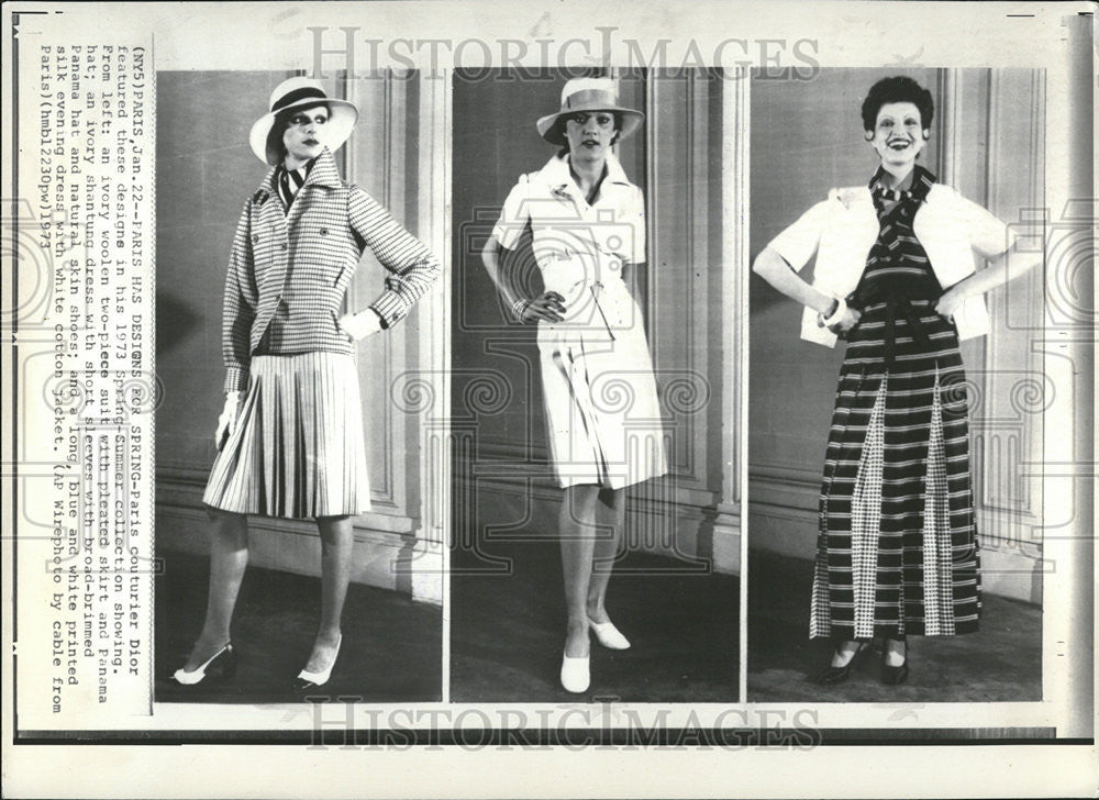 1973 Press Photo Paris Couturier Dior Spring-summer collection Designs - Historic Images