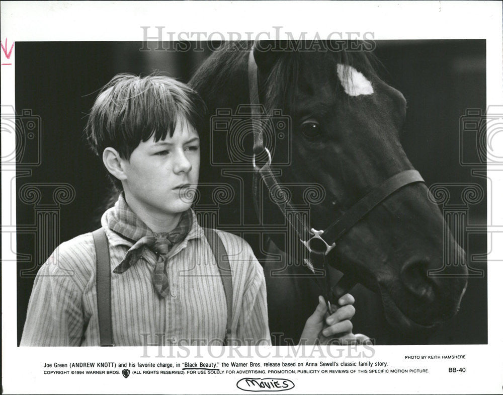 1994 Press Photo Andrew Knott and his Favorite Charge, in &quot;Black Beauty&quot; - Historic Images