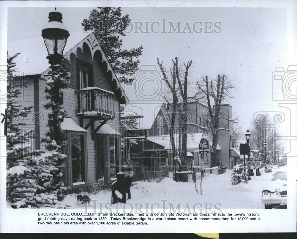 1983 Press Photo Main Street Breckenridge Resort Snow Covered - Historic Images