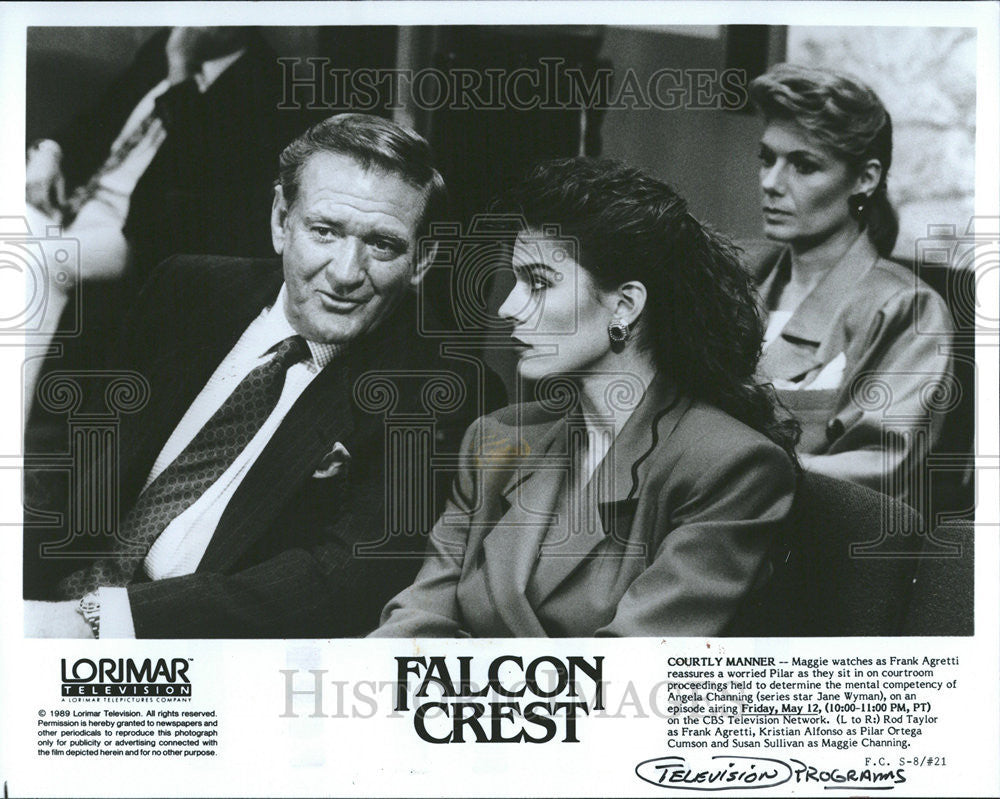 1989 Press Photo Falcon Crest Series Courtroom Scene Agretti Wyman - Historic Images