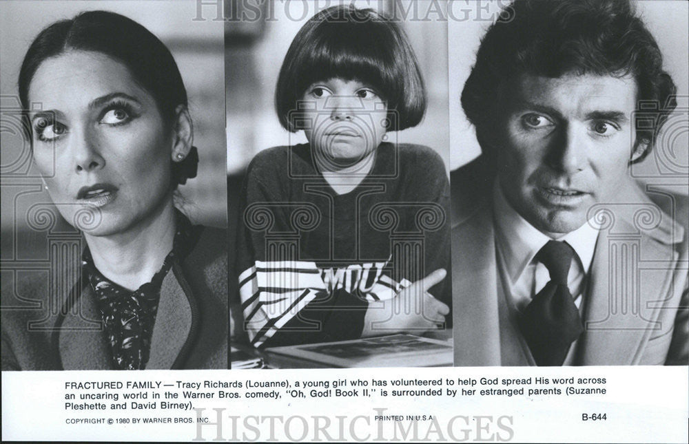 1980 Press Photo Oh God Book II Film ACtors Richards Pleshette Birney - Historic Images