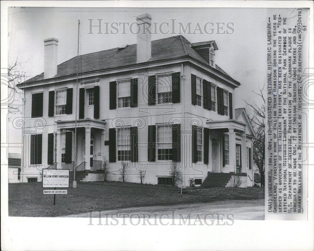 1961 Press Photo Indiana Governor Harrison Home Registered Historic Landmark - Historic Images