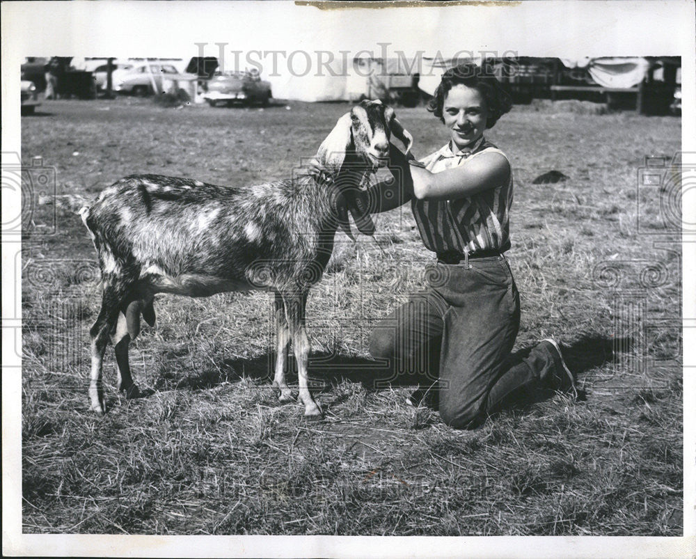 1959 Press Photo  Woman With Champion Doe Goat Lake County Fair - Historic Images