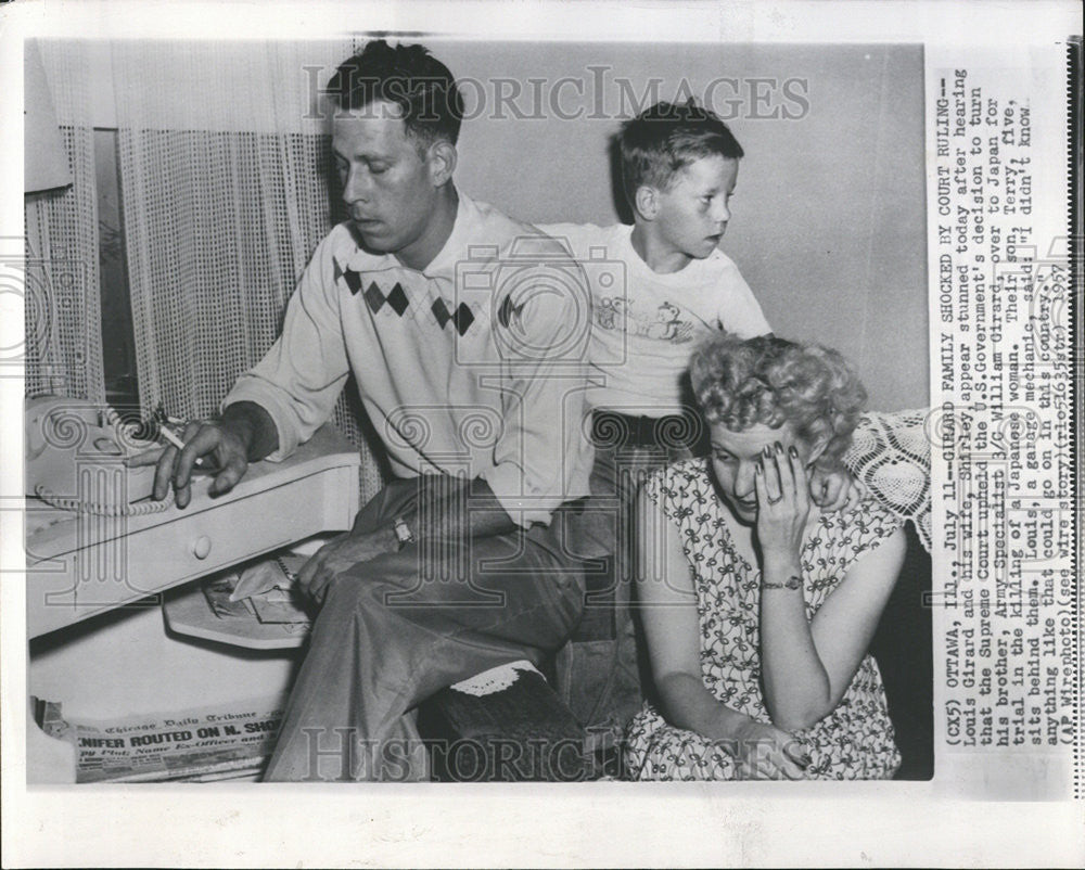 1957 Press Photo William Girard family shocked by Court Ruling. - Historic Images