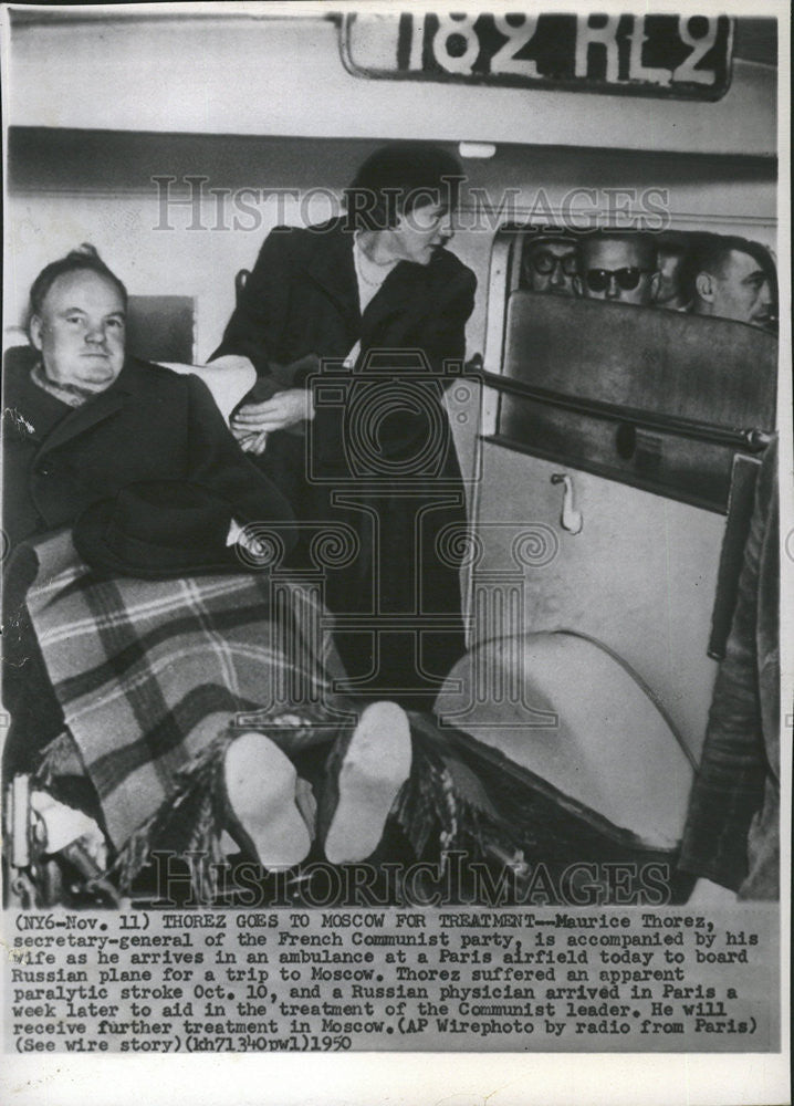 1950 Press Photo Maurice Thorez French Communist party ambulance Paris Russian - Historic Images