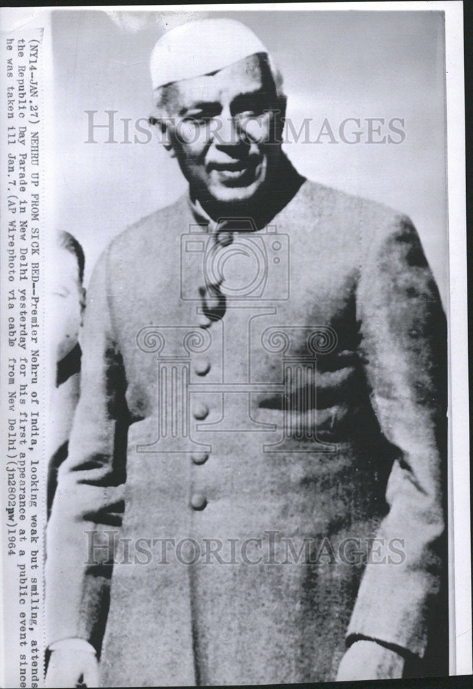 1964 Press Photo Premier Nehru India look Republic Day parade New Delhi attend - Historic Images