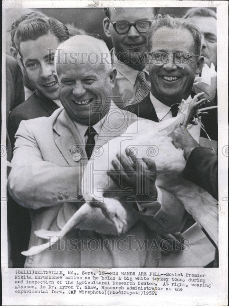 1959 Press Photo Soviet Premier Nikita Khrushchev Agricultural Research Center - Historic Images