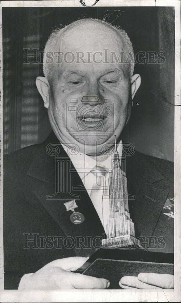 1959 Press Photo Soviet Premier Khrushchev Empire State Building skyscraper NY - Historic Images