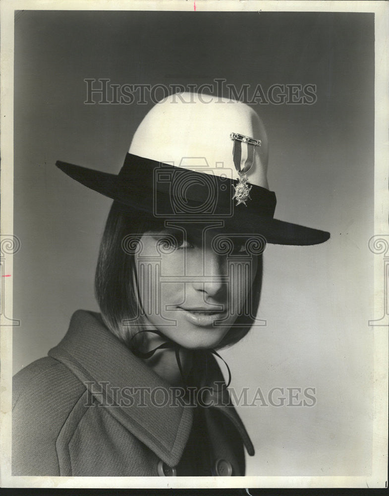 1964 Press Photo Hat Handsome Mountie Silhouette Adolfo fall collection Velour - Historic Images