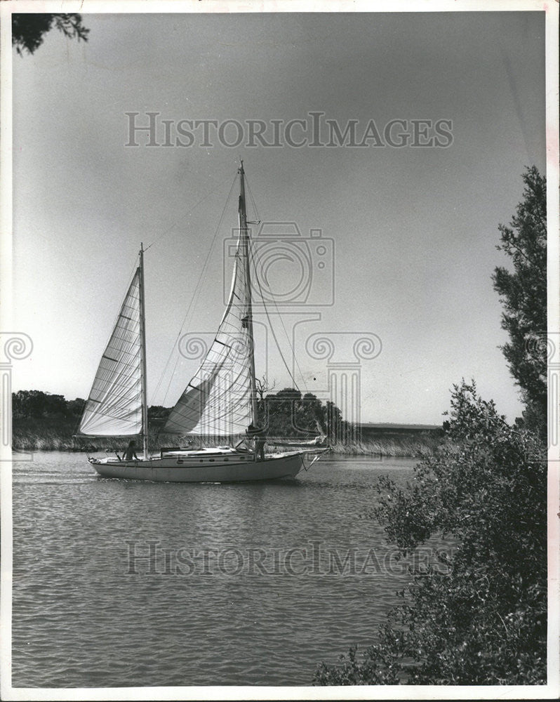 1971 Press Photo Sail Boat Withlacoochee River Florida - Historic Images