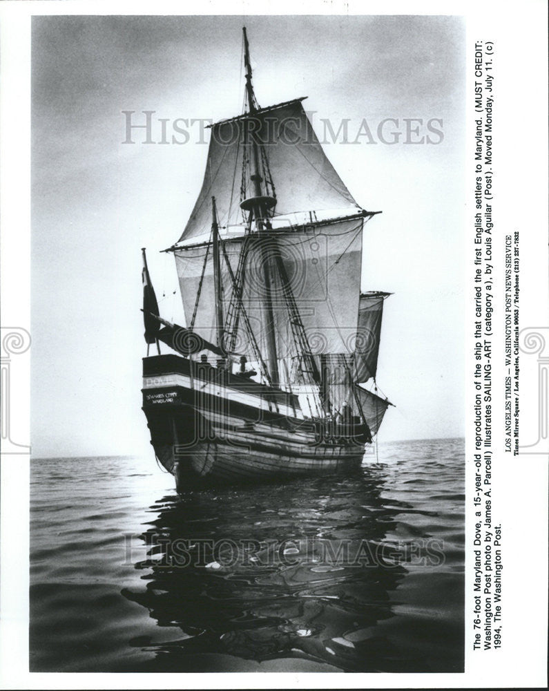 1994 Press Photo 76 foot Maryland Dove ship first English settlers Maryland - Historic Images