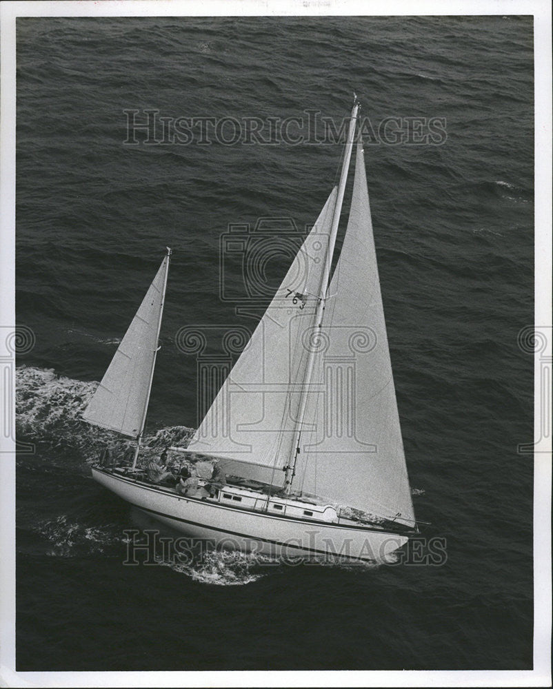 Press Photo Boat Sail Sea Ronald Rose Water People travel - Historic Images