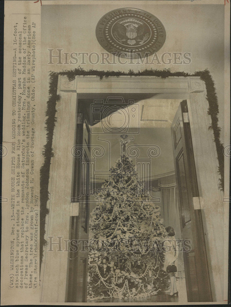 1967 Press Photo Christmas Tree White HouseWashington - Historic Images