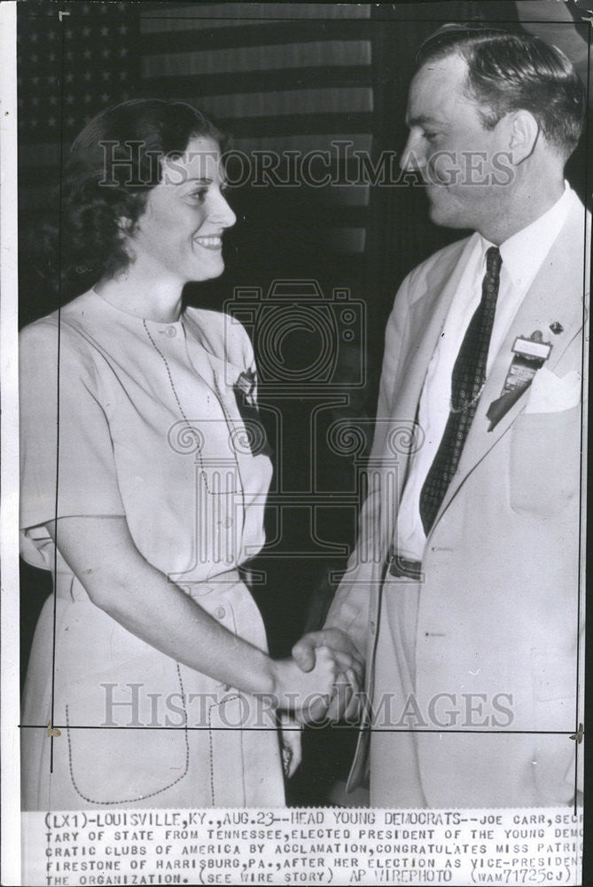 1941 Press Photo Joe Carr Secretary Tennessee Democratic Club America Harrisburg - Historic Images