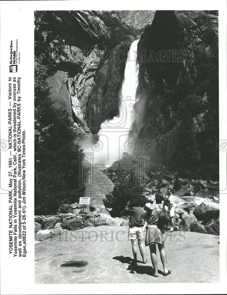 1991 Press Photo Visit Yosemite Fall National Park California Development - Historic Images