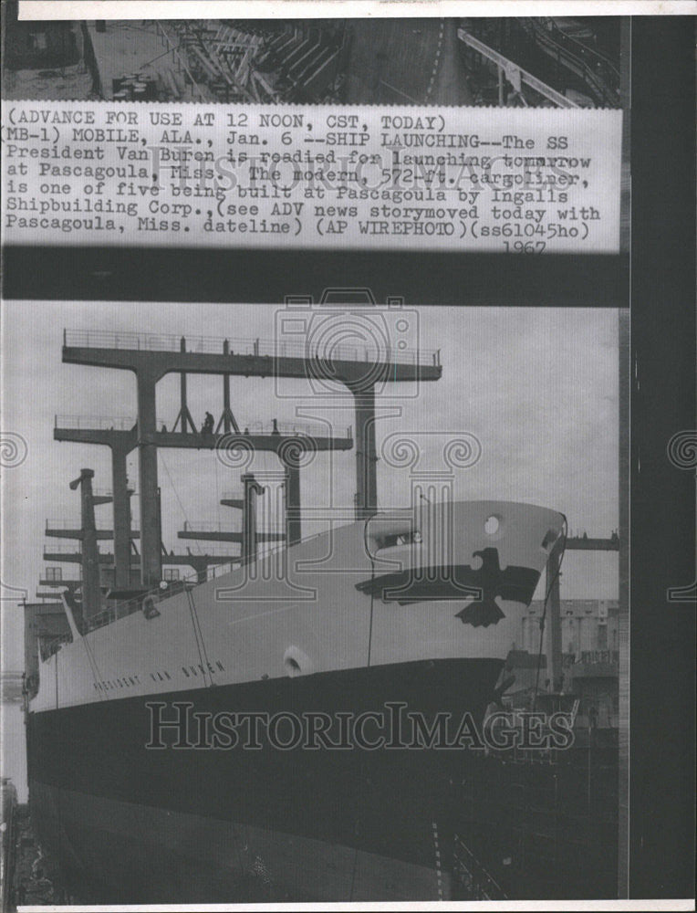 1967 Press Photo SS President Van Buren Ship - Historic Images