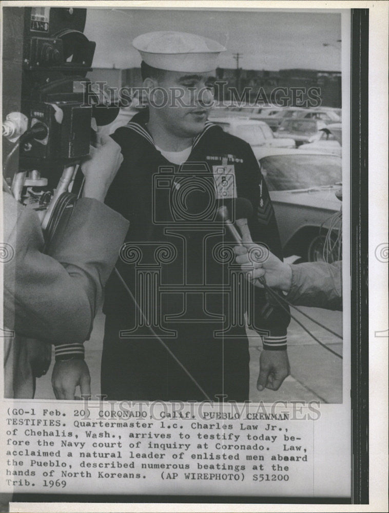 1969 Press Photo USS Pueblo Intelligence Ship Crewman Charles Law - Historic Images