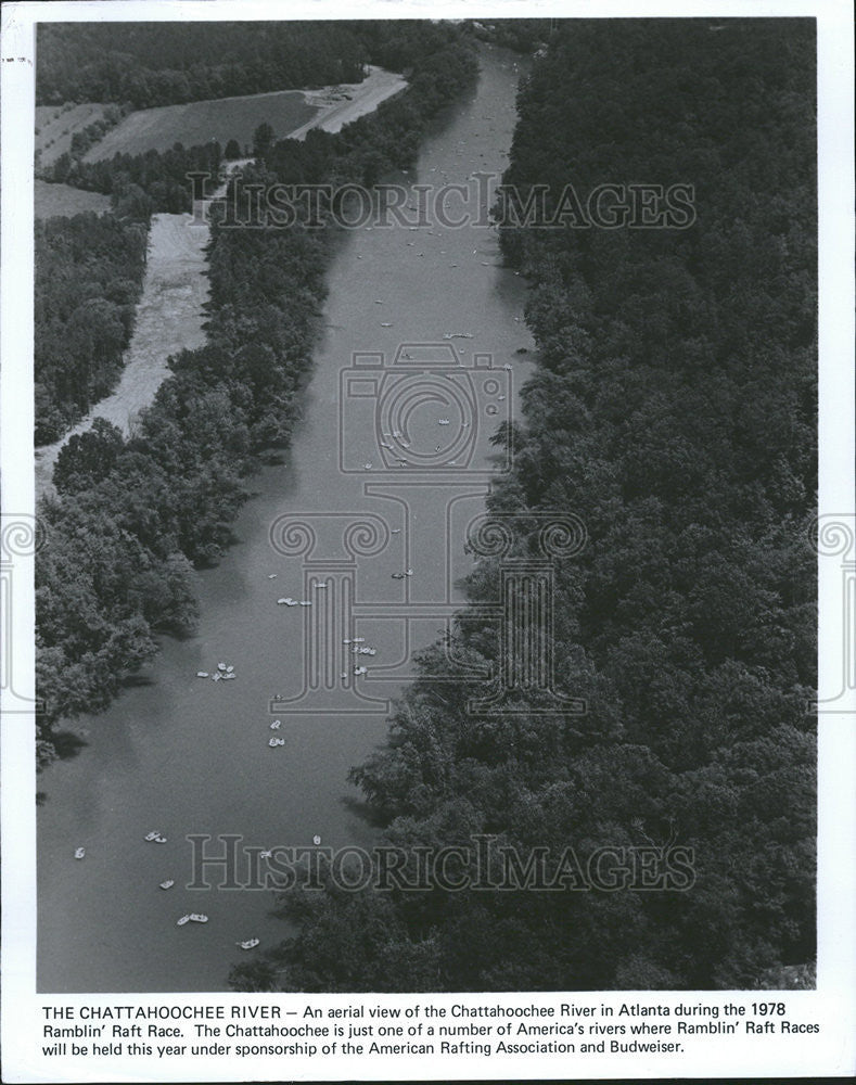 1978 Press Photo Ramblin Raft race Chattahoochee River Atlanta Budweiser - Historic Images