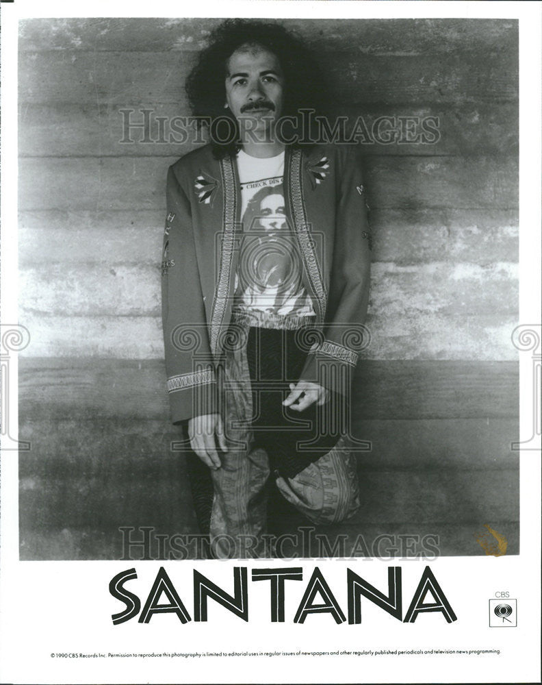 1990 Press Photo Santana Rock Band Guitarist Carlos Santana Music - Historic Images