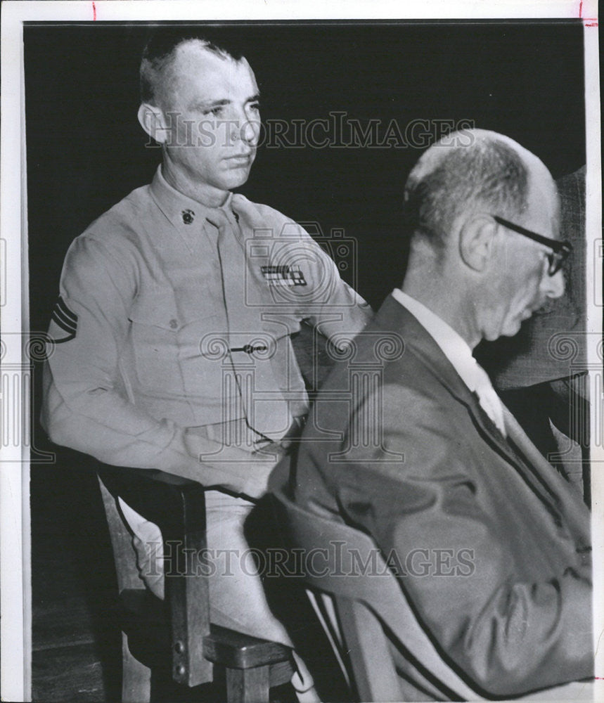 1956 Press Photo Matthew McKeon Trial Leading Marine Recruits Berman Ask Puller - Historic Images